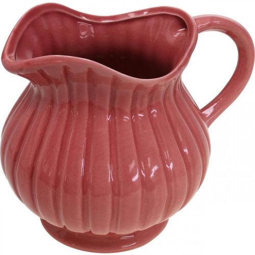 Floristik24 Siervaas, kan met handvat keramiek wit, roze, rood H14.5cm 3st