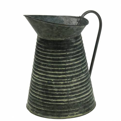 Floristik24 Decoratieve gieter zink grijs zwart gewassen Ø18cm H26cm