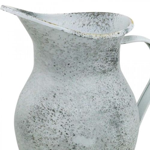 Artikel Sierkan metaal gewassen wit shabby chic H18.5cm