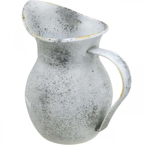 Artikel Sierkan metaal gewassen wit shabby chic H18.5cm
