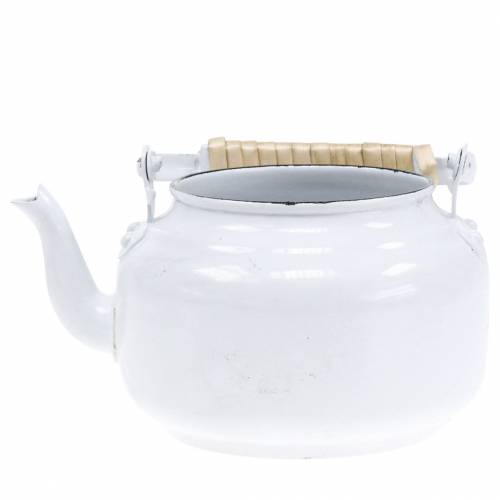 Artikel Decoratieve theepot plantenbak metaal wit Ø8.6cm H16cm