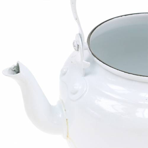 Artikel Decoratieve theepot plantenbak metaal wit Ø8.6cm H16cm