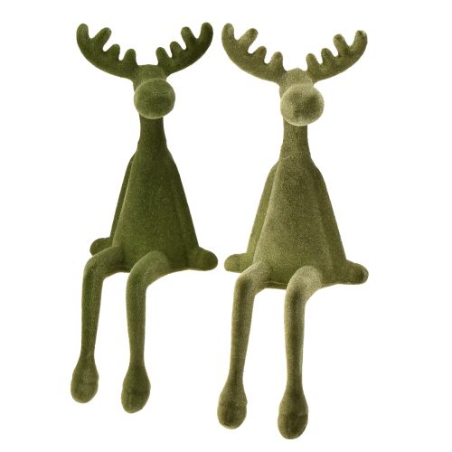 Elandenrand kruk decoratieve rand zit groen H31cm 2 stuks