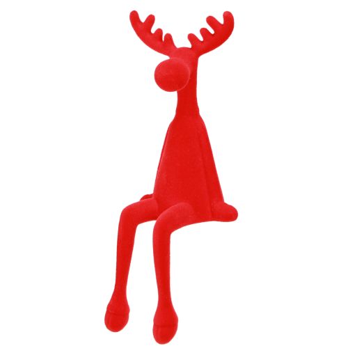 Edge Kruk Eland Decoratie Kerstmis Gevlokt 31cm Rood 3 stuks