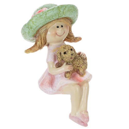 Decoratief beeldje voor op een plank: Lachend meisje met hond, Ø4,5 cm, H9,5 cm kopen | Floristik24.nl