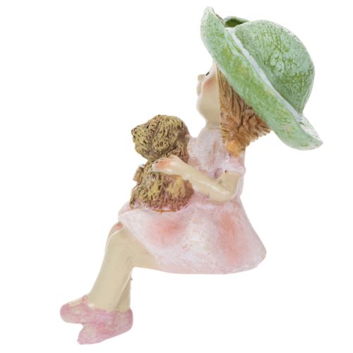 Decoratief beeldje voor op een plank: Lachend meisje met hond, Ø4,5 cm, H9,5 cm | Floristik24.nl