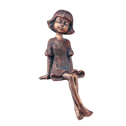 Edgeseater tuinfiguur zittend meisje brons 52cm
