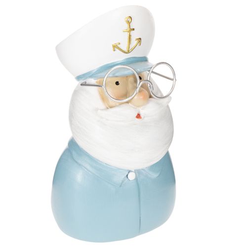 Kapiteinfiguur, maritieme decoratie met bril en hoed, 16 cm