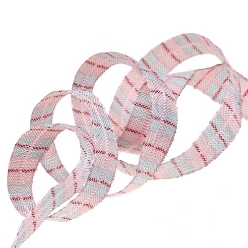 Floristik24 Controleer lint roze 15 mm 15 m