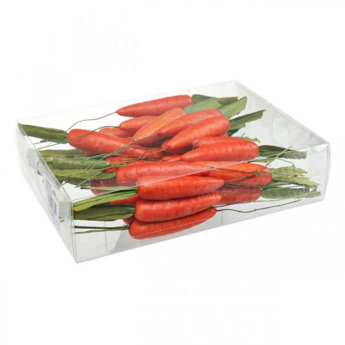 Artikel Decoratieve wortels, Paasdecoratie, wortels op draad, kunstmatige groenten oranje, groen H11cm 36 st.
