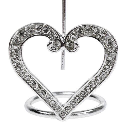 Floristik24 Kaarthouder hart voor tafeldecoratie 4cm zilver 6st