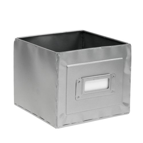 Floristik24 Box metalen plantenbak met bord 12x12x10,5cm