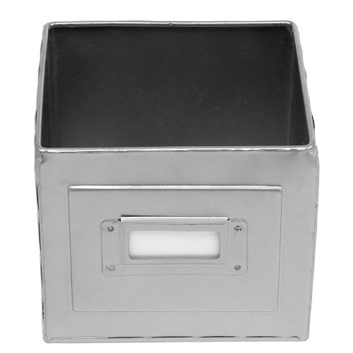 Floristik24 Box metalen plantenbak met bord 12x12x10,5cm