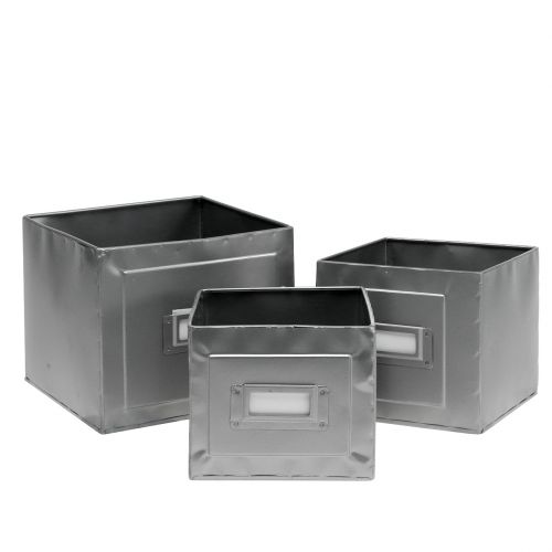 Plantenbak met bord plantenbak metaal set van 3