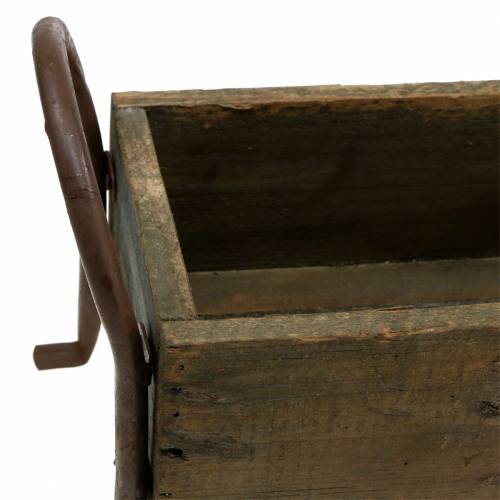 Floristik24 Plantenbak met handvatten en voetjes hout, metaal bruin 33 × 15cm H17.5cm