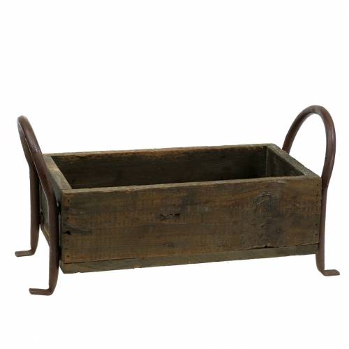 Floristik24 Plantenbak met handvatten en voetjes hout, metaal bruin 33 × 15cm H17.5cm
