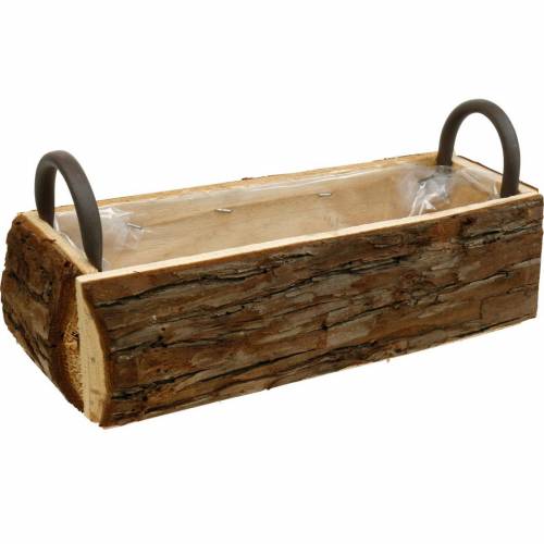 Floristik24 Plantenbak schors plantenbak met handvatten naturel houten kist
