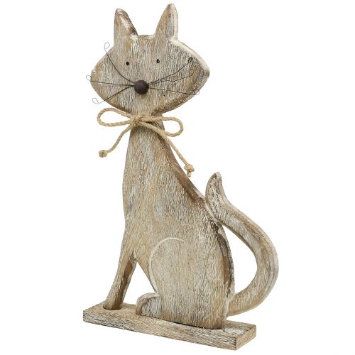 Floristik24 Houten figuur kat natuur, wit 37cm