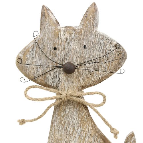 Floristik24 Houten figuur kat natuur, wit 37cm