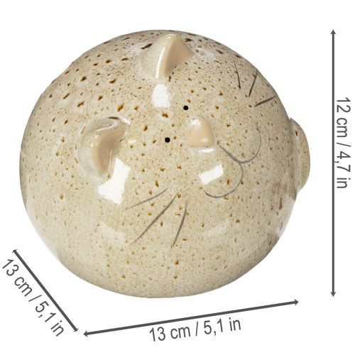 Artikel Keramische kattenfiguurtjes, rond ontwerp, voor woonkamer of slaapkamer, 13 cm, 2 stuks