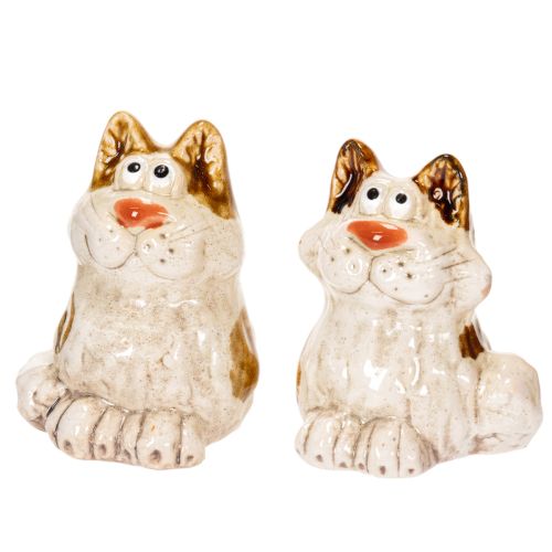 Keramische kattenbeeldjes, grappige dierenbeeldjes voor de woonkamer, 8 cm, 4 stuks