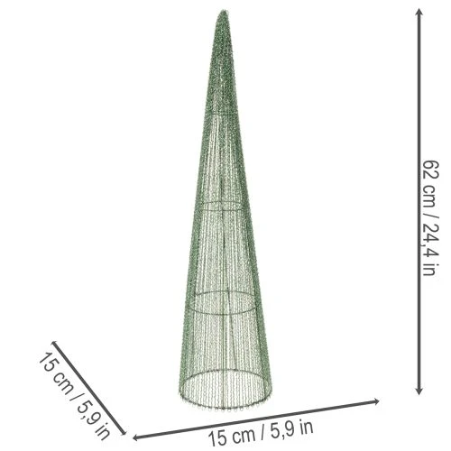 Metalen bloemkegels, groen, voor bloemstukken, 62 cm, 2 stuks | Floristik24.nl