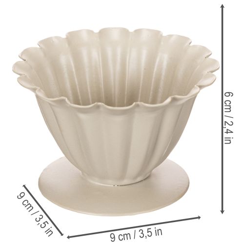 Kom, beker, bloemkelk, crèmekleurige decoratie, 9 cm | Floristik24.nl