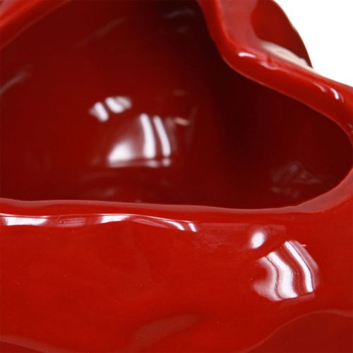 Artikel Keramiek decoratief hart rood kom glanzend 11,5×10×5,5cm 3 st