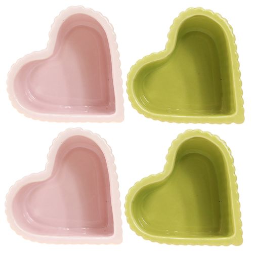 Artikel Keramieken decoratieve harten pastelgroen roze 11×10×6cm 4 st