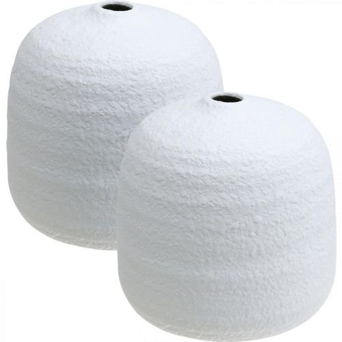 Vaas keramiek, decoratieve vazen wit Ø15cm H14,5cm set van 2
