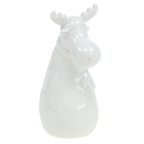Floristik24 Keramiek figuur eland 12,5cm wit 2st