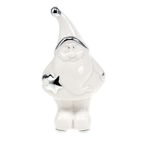 Floristik24 Keramisch beeld Nicholas 11cm wit, zilver 8st