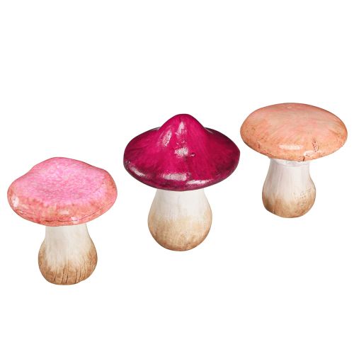 Artikel Keramiek paddestoelen decoratie roze herfstdecoratie keramiek Ø8/8,5/9cm 3 st