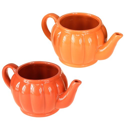 Floristik24 Keramische plantenpot theepot oranje assorti 21,5×13×10cm 2 stuks