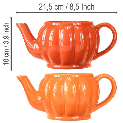 Floristik24 Keramische plantenpot theepot oranje assorti 21,5×13×10cm 2 stuks