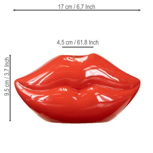 Artikel Keramische vaas rode kus mond decoratieve vaas 17×8,5×9cm