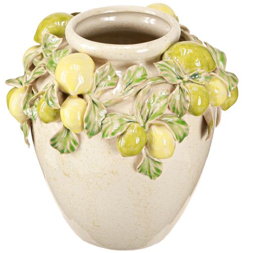 Keramische Vaas Citroen Decoratie Mediterraan Groen Geel H19cm