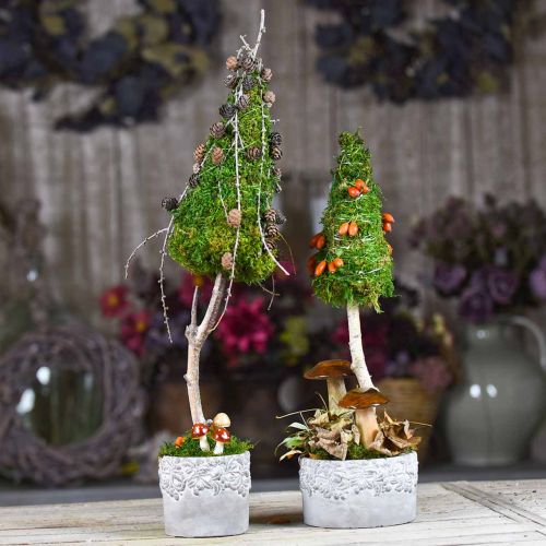 Floristik24 Keramiek vat, bloempot met eiken decor, plantenpot groen / wit / grijs Ø13cm H11.5cm set van 3