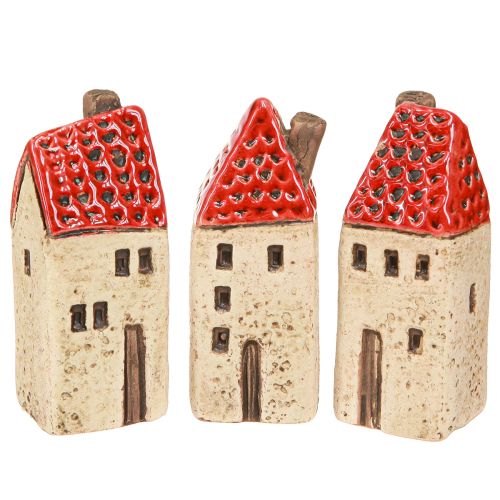 Floristik24 Keramische huisjes, kleine decoratieve huisjes, herfstdecoratie, H8cm, 6 stuks