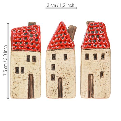 Artikel Keramische huisjes, kleine decoratieve huisjes, herfstdecoratie, H8cm, 6 stuks
