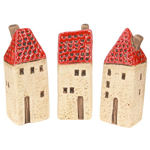 Floristik24 Keramiek huis tafeldecoratie keramische huizen H11cm 3 stuks