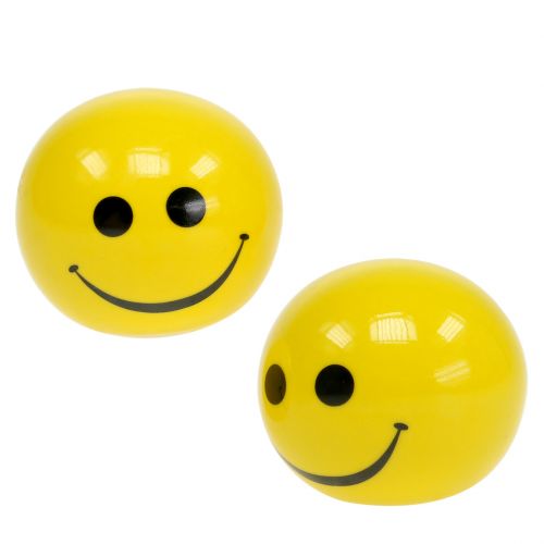 Floristik24 Keramische bal met emoticon geel Ø5cm H4.5cm 6st