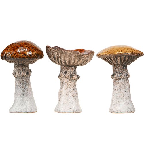 Artikel Keramische paddenstoelen keramische decoratie paddenstoelen oranje geel bruin 8cm 3 stuks