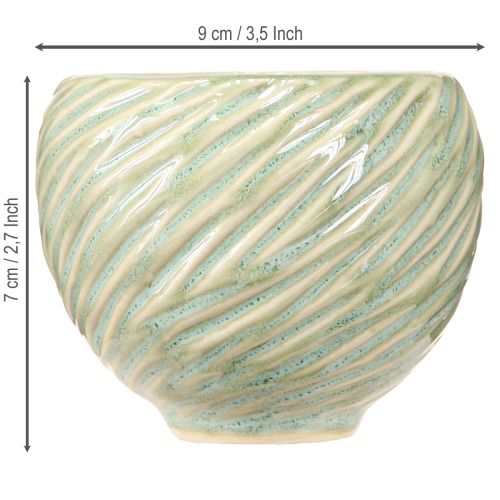 Artikel Keramische kommen in groen spiraaldesign Ø9cm H7cm 4st