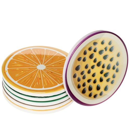 Set van 6 onderzetters met fruitmotief, tafeldecoratie, keuken en woonkamer, 10 cm, 10 cm