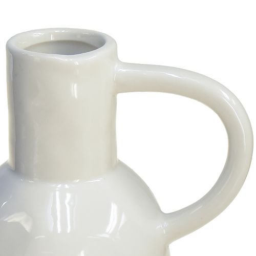 Artikel Keramieken vaas wit voor droogdecoratie vaas met handvat Ø9cm H21cm