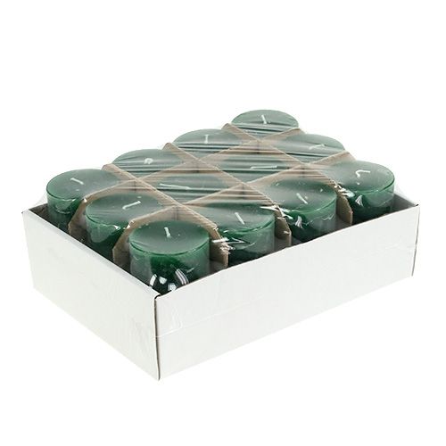Floristik24 Donkergroene kaars 50mm x 80mm gekleurd 12st