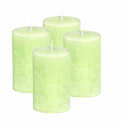 Artikel Kaars limoengroen effen gekleurd 60mm x 80mm 4 st