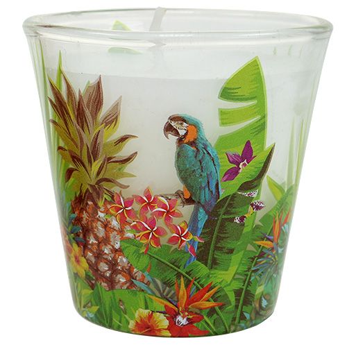 Floristik24 Kaars in glas tropisch motief Ø6,5cm H6,5cm 2st