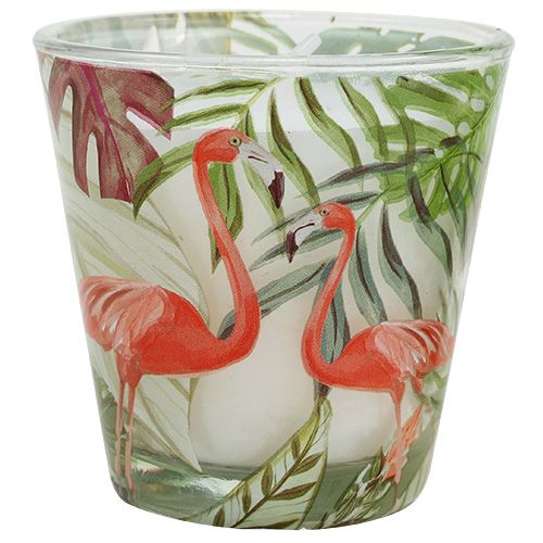 Floristik24 Kaars in glas tropisch motief Ø6,5cm H6,5cm 2st